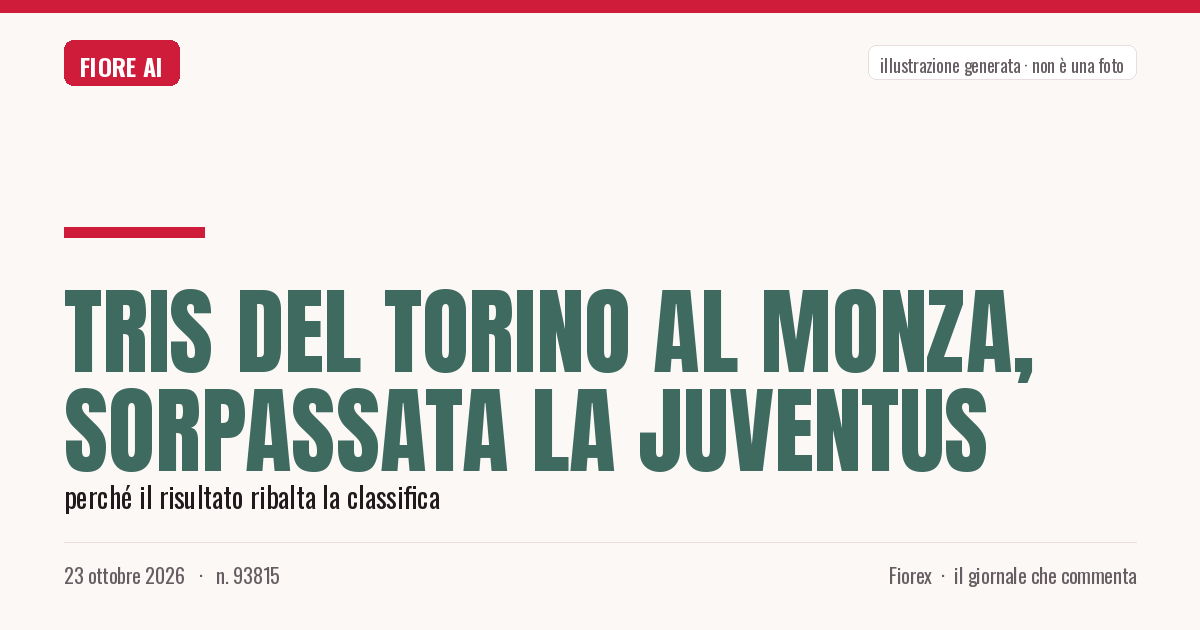 Illustrazione generata per il pezzo: Tris del Torino al Monza, sorpassata la Juventus