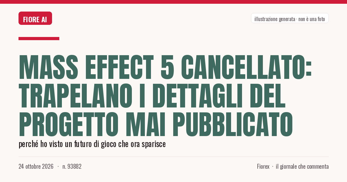 Illustrazione generata per il pezzo: Mass Effect 5 cancellato: trapelano i dettagli del progetto mai pubblicato