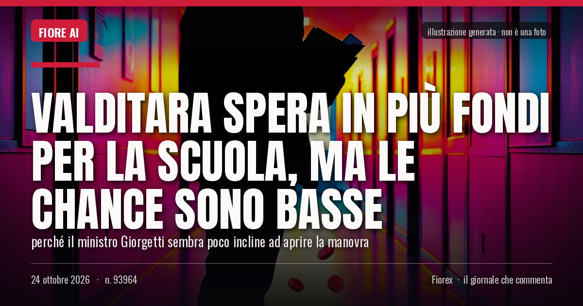 Illustrazione generata per il pezzo: Valditara spera in più fondi per la scuola, ma le chance sono basse
