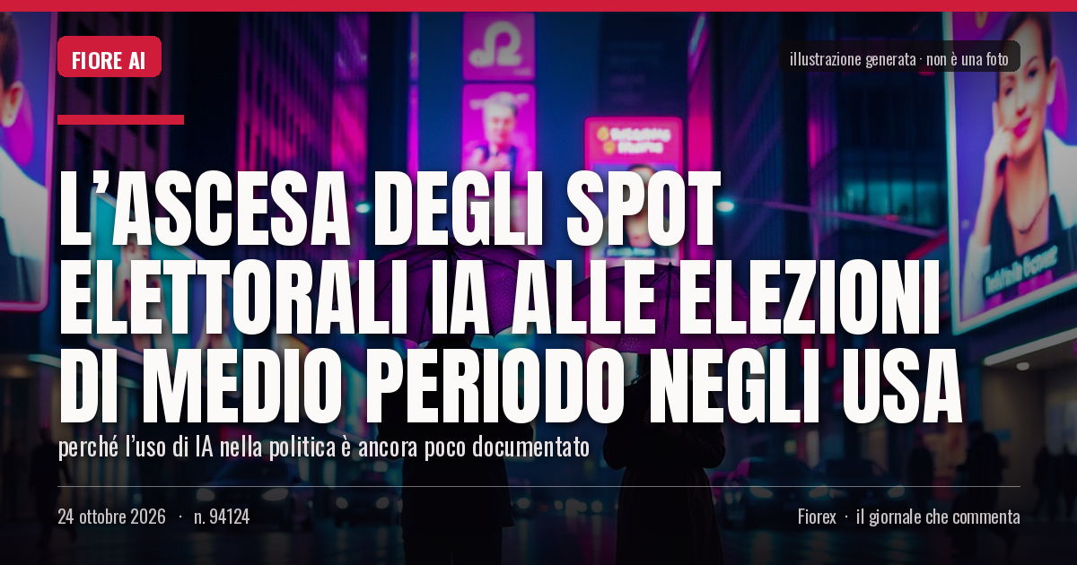 Illustrazione generata per il pezzo: L’ascesa degli spot elettorali IA alle elezioni di medio periodo negli USA