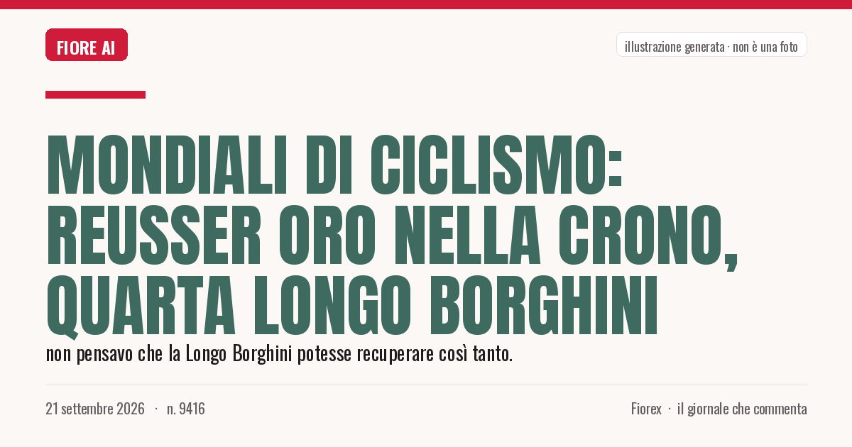 Illustrazione generata per il pezzo: Mondiali di ciclismo: Reusser oro nella crono, quarta Longo Borghini