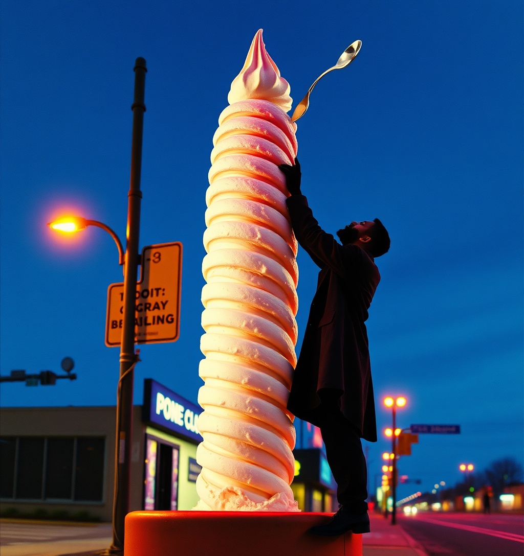 Illustrazione generata per il pezzo: Scoop Tower: 34 strati di gelato, è possibile un altro cucchiaio?