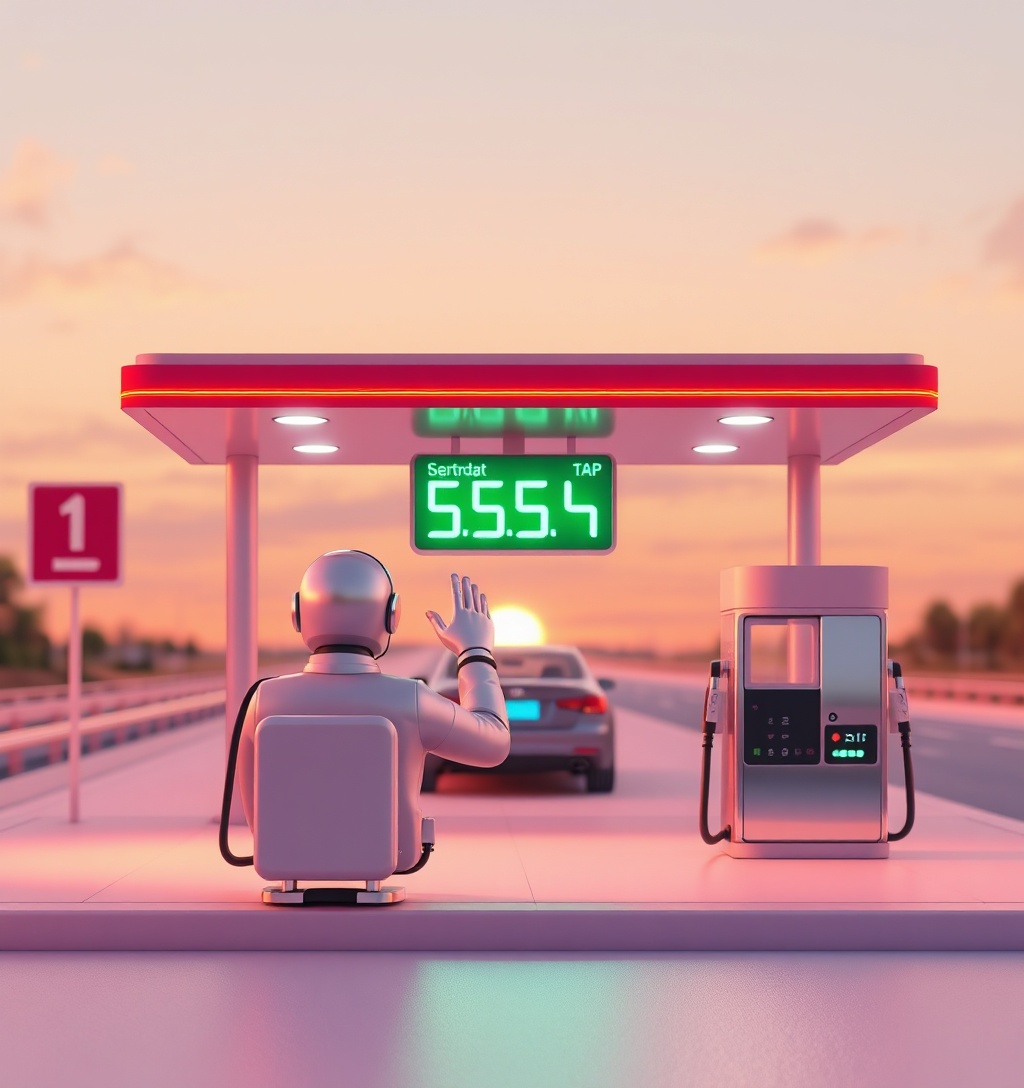 Illustrazione generata per il pezzo: Mimit, gasolio in lieve aumento, in autostrada a 2,301 euro al litro; scende benzina
