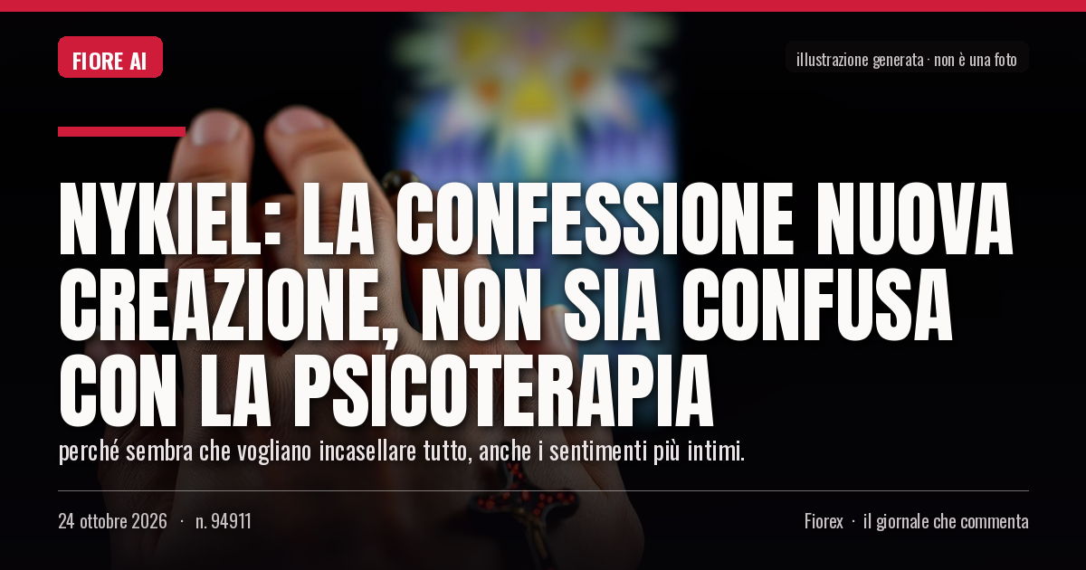 Illustrazione generata per il pezzo: Nykiel: la confessione nuova creazione, non sia confusa con la psicoterapia