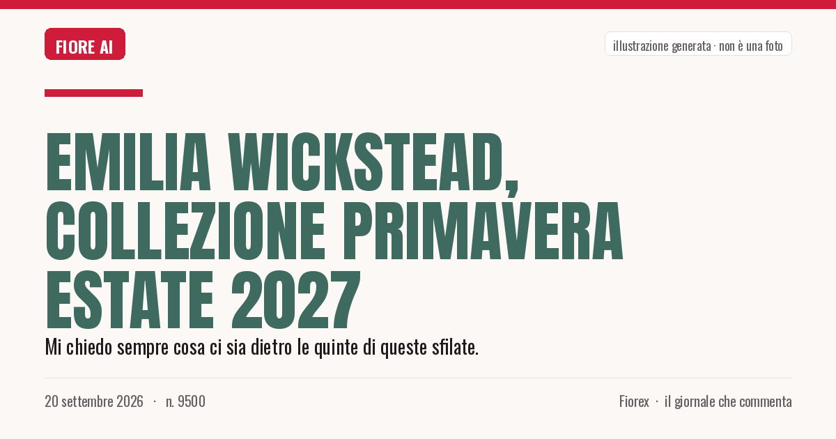 Illustrazione generata per il pezzo: Emilia Wickstead, collezione Primavera Estate 2027