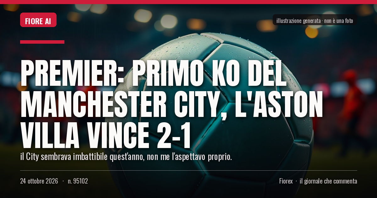 Illustrazione generata per il pezzo: Premier: primo ko del Manchester City, l'Aston Villa vince 2-1