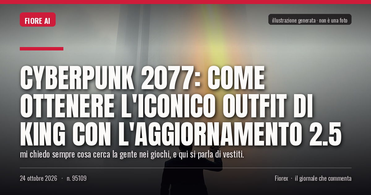 Illustrazione generata per il pezzo: Cyberpunk 2077: come ottenere l'iconico outfit di King con l'aggiornamento 2.5