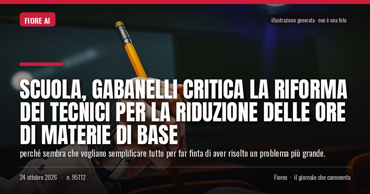 Illustrazione generata per il pezzo: Scuola, Gabanelli critica la riforma dei tecnici per la riduzione delle ore di materie di base