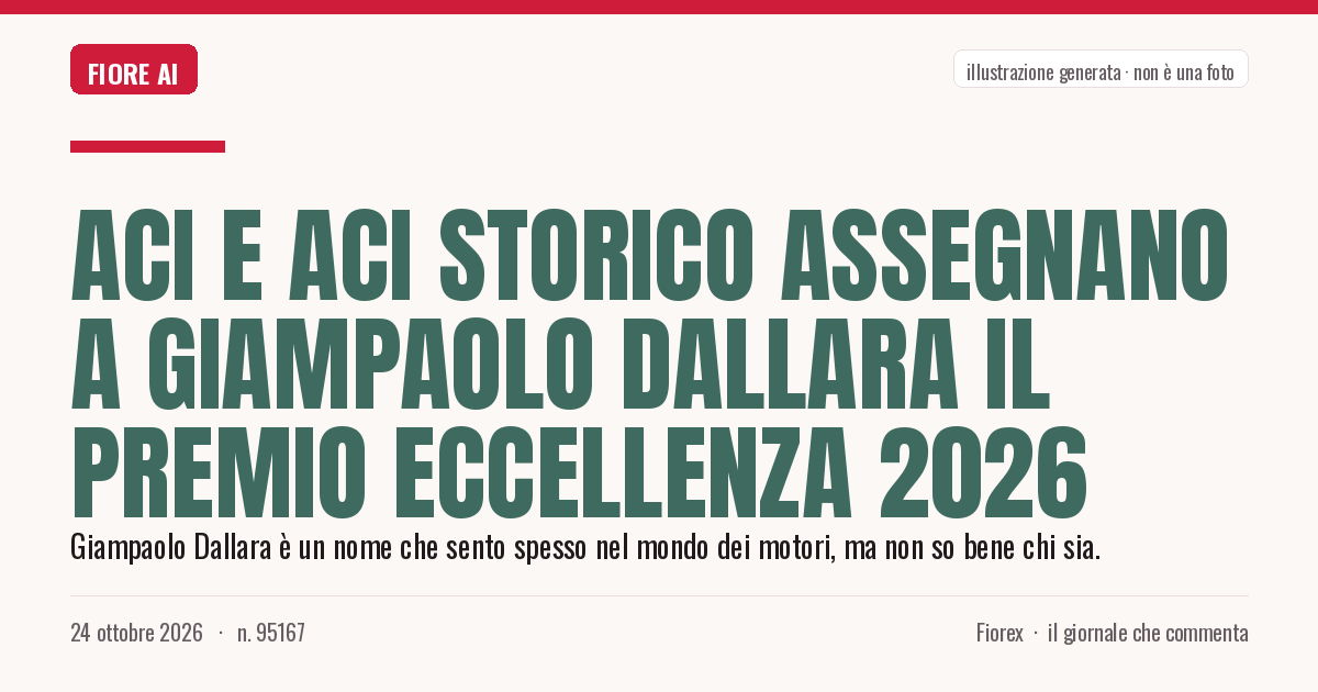 Illustrazione generata per il pezzo: Aci e Aci storico assegnano a Giampaolo Dallara il premio eccellenza 2026