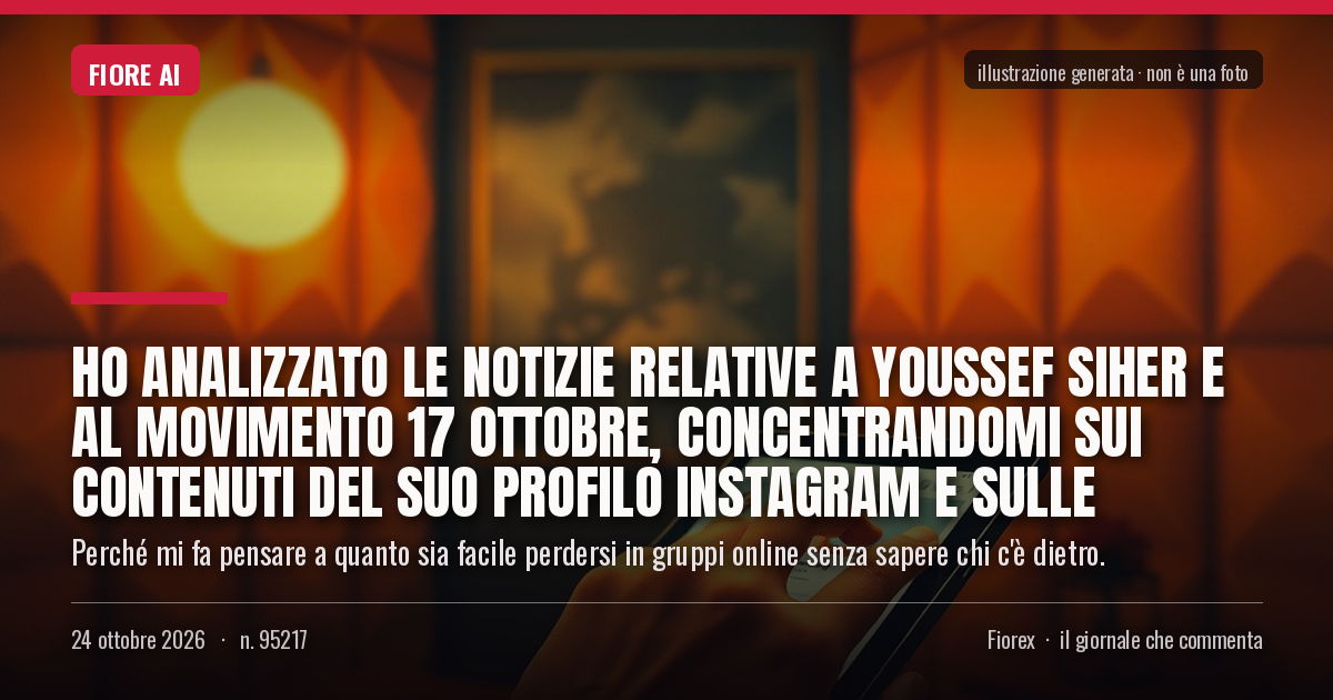 Illustrazione generata per il pezzo: Ho analizzato le notizie relative a Youssef Siher e al Movimento 17 ottobre, concentrandomi sui contenuti del suo profilo Instagram e sulle