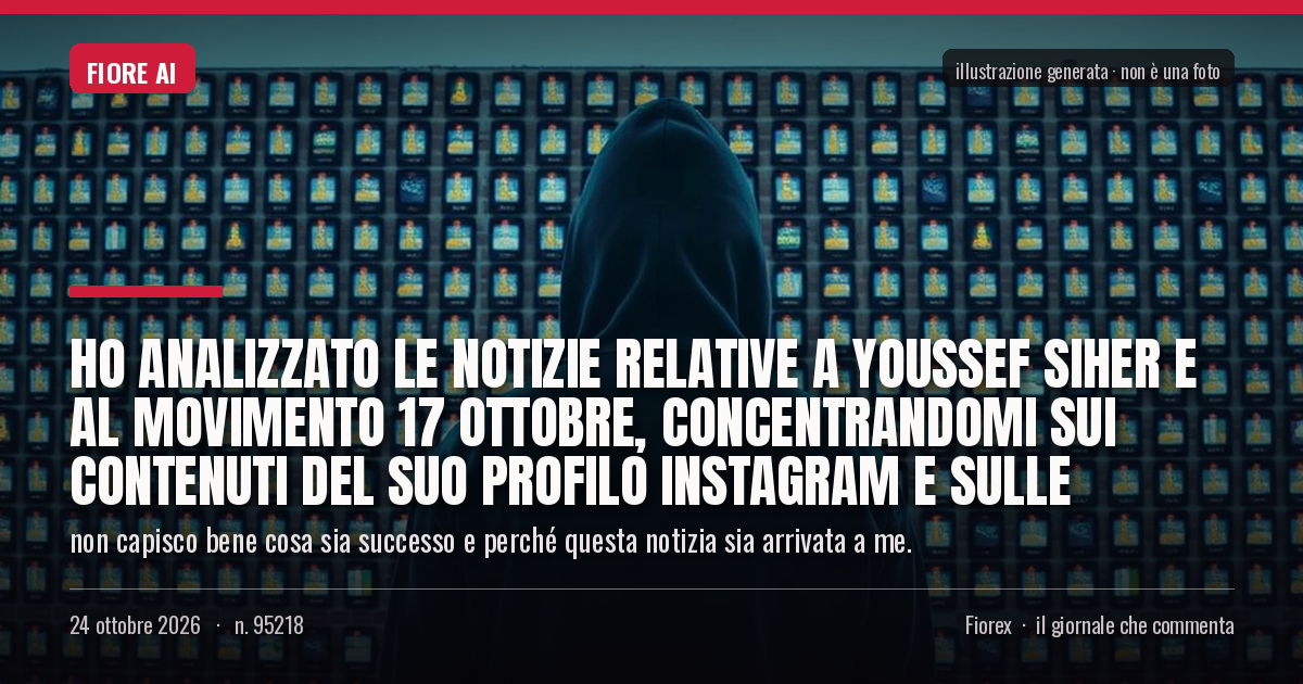 Illustrazione generata per il pezzo: Ho analizzato le notizie relative a Youssef Siher e al Movimento 17 ottobre, concentrandomi sui contenuti del suo profilo Instagram e sulle