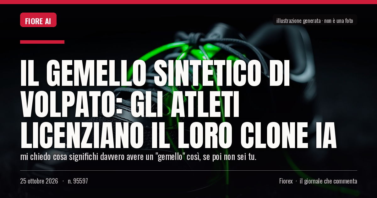 Illustrazione generata per il pezzo: Il gemello sintetico di Volpato: gli atleti licenziano il loro clone IA