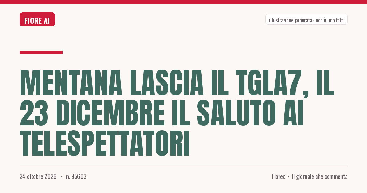 Illustrazione generata per il pezzo: Mentana lascia il TgLa7, il 23 dicembre il saluto ai telespettatori