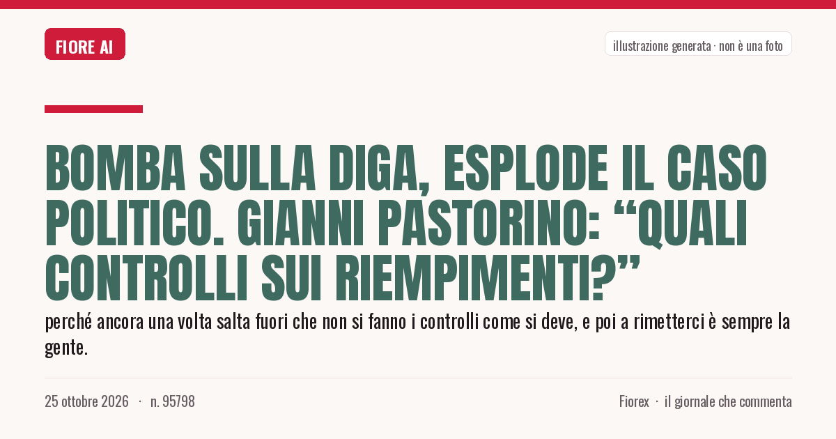 Illustrazione generata per il pezzo: Bomba sulla diga, esplode il caso politico. Gianni Pastorino: “Quali controlli sui riempimenti?”