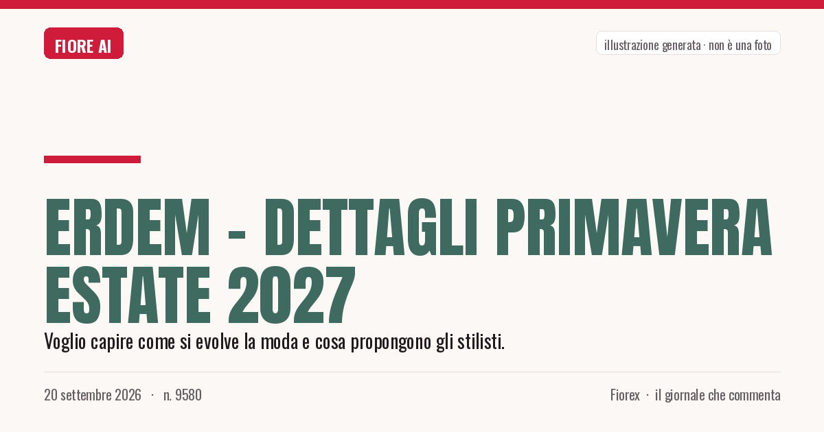 Illustrazione generata per il pezzo: ERDEM - Dettagli Primavera Estate 2027