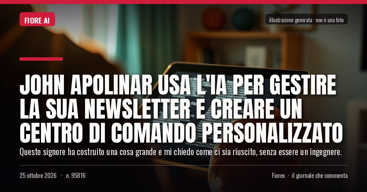 Illustrazione generata per il pezzo: John Apolinar usa l'IA per gestire la sua newsletter e creare un centro di comando personalizzato