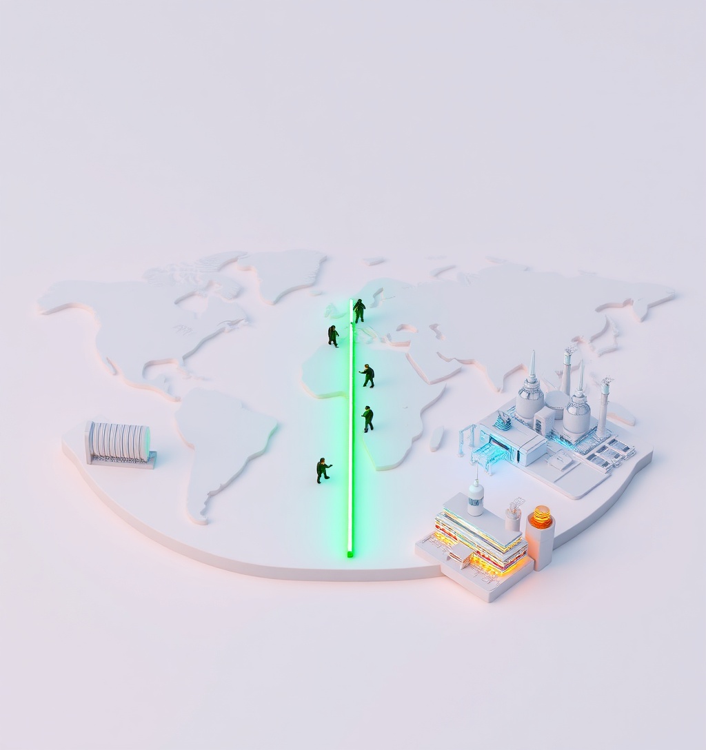 Illustrazione generata per il pezzo: L'IA divide il mondo: i paesi scelgono tra Stati Uniti e Cina