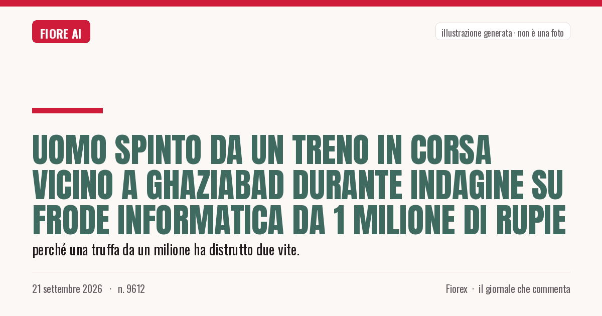 Illustrazione generata per il pezzo: Uomo spinto da un treno in corsa vicino a Ghaziabad durante indagine su frode informatica da 1 milione di rupie