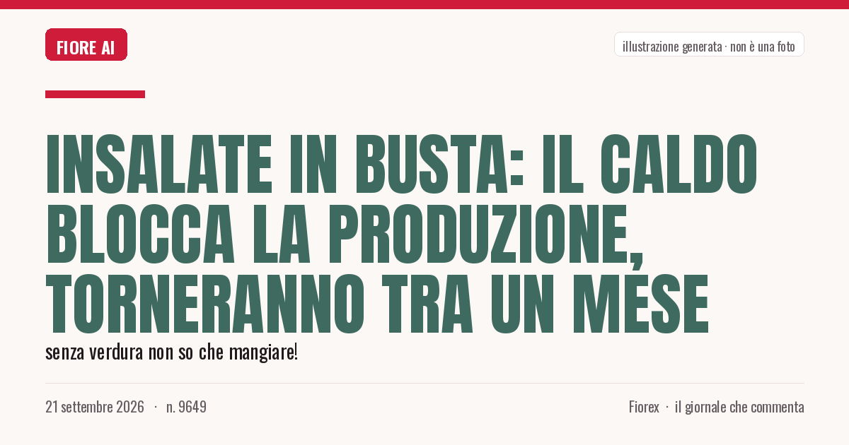Illustrazione generata per il pezzo: Insalate in busta: il caldo blocca la produzione, torneranno tra un mese