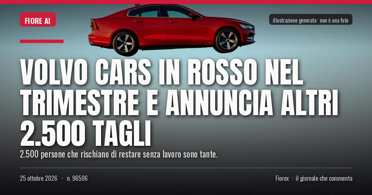 Illustrazione generata per il pezzo: Volvo Cars in rosso nel trimestre e annuncia altri 2.500 tagli