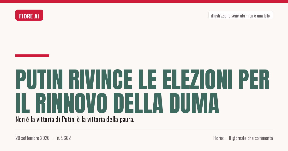 Illustrazione generata per il pezzo: Putin rivince le elezioni per il rinnovo della Duma