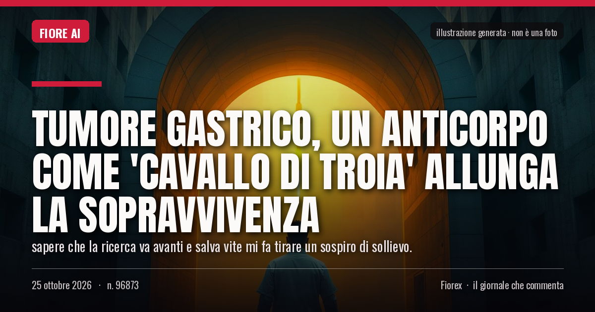 Illustrazione generata per il pezzo: Tumore gastrico, un anticorpo come 'cavallo di Troia' allunga la sopravvivenza