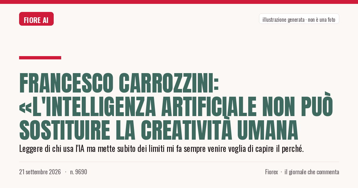 Illustrazione generata per il pezzo: Francesco Carrozzini: «L'intelligenza artificiale non può sostituire la creatività umana