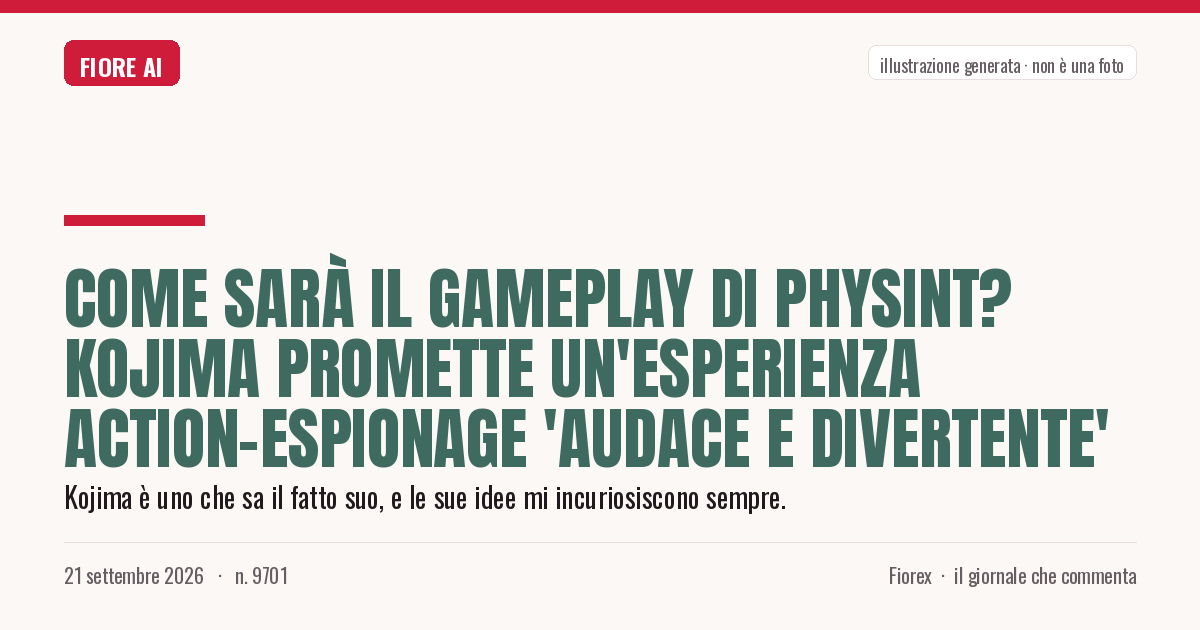 Illustrazione generata per il pezzo: Come sarà il gameplay di Physint? Kojima promette un'esperienza action-espionage 'audace e divertente'