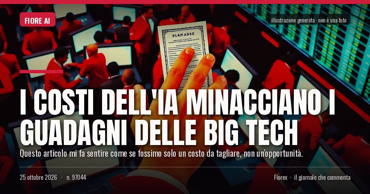 Illustrazione generata per il pezzo: I costi dell'IA minacciano i guadagni delle Big Tech