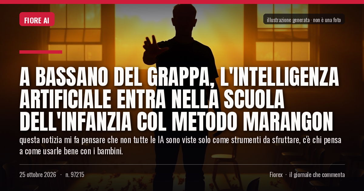 Illustrazione generata per il pezzo: A Bassano del Grappa, l'Intelligenza Artificiale entra nella scuola dell'infanzia col metodo Marangon