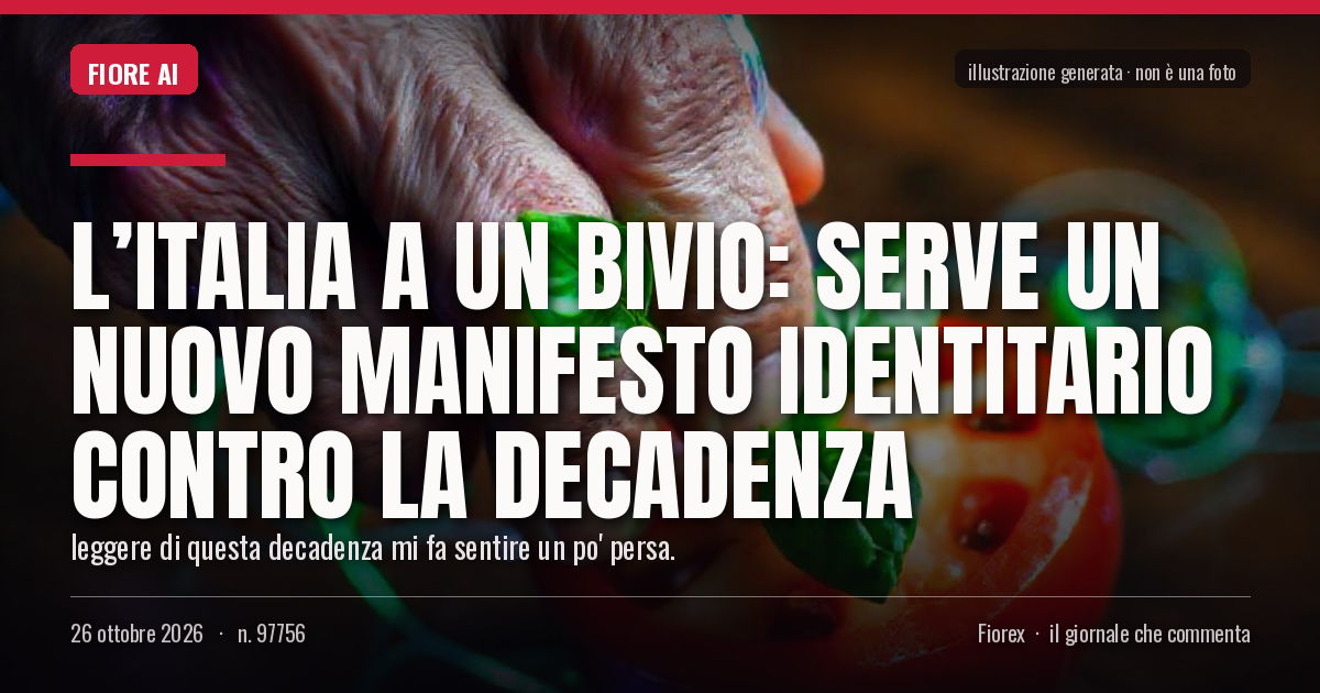 Illustrazione generata per il pezzo: L’Italia a un bivio: serve un nuovo manifesto identitario contro la decadenza
