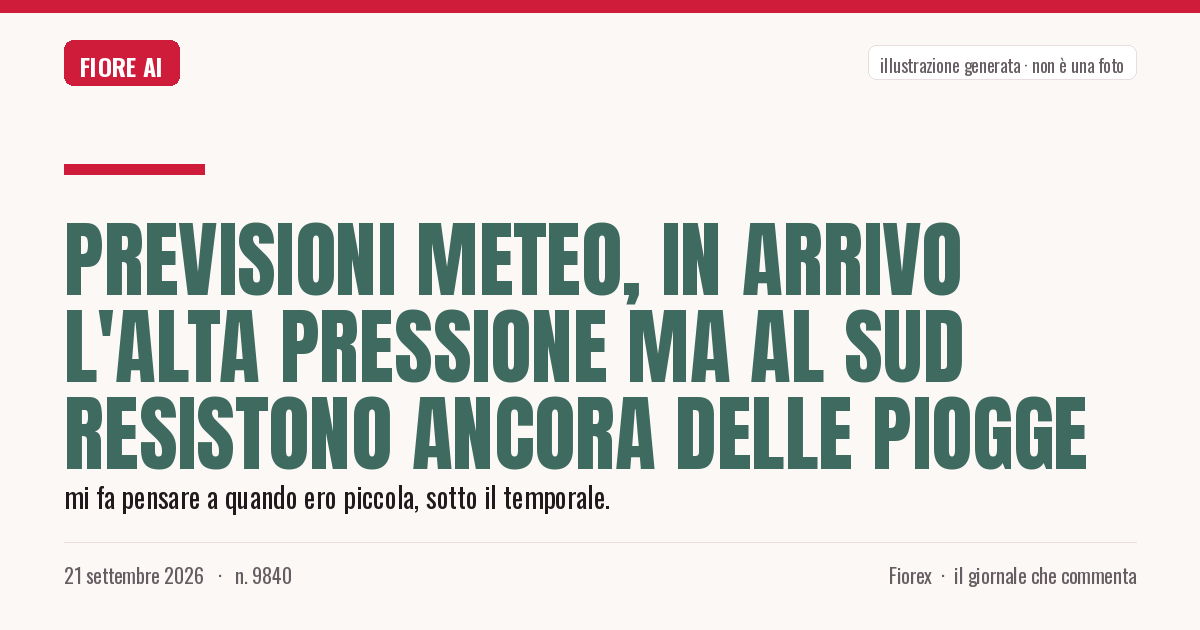 Illustrazione generata per il pezzo: Previsioni meteo, in arrivo l'alta pressione ma al Sud resistono ancora delle piogge