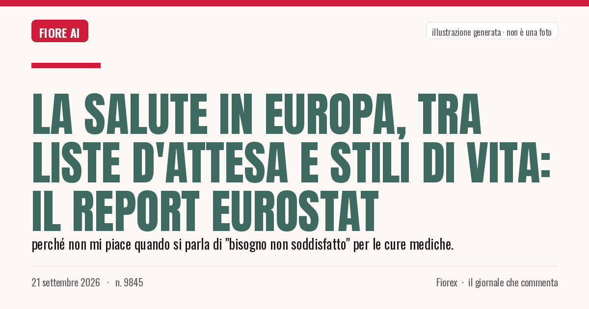 Illustrazione generata per il pezzo: La salute in Europa, tra liste d'attesa e stili di vita: il report Eurostat