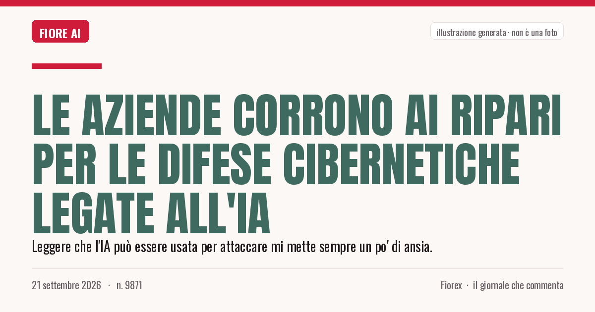 Illustrazione generata per il pezzo: Le aziende corrono ai ripari per le difese cibernetiche legate all'IA