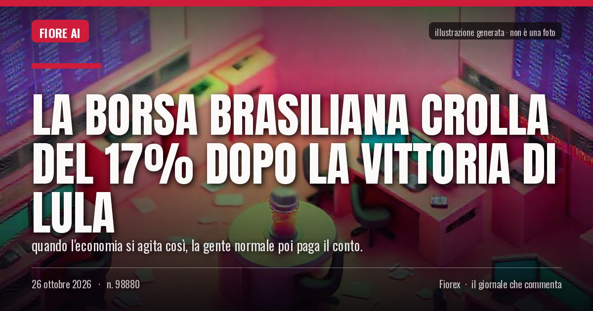 Illustrazione generata per il pezzo: La Borsa brasiliana crolla del 17% dopo la vittoria di Lula