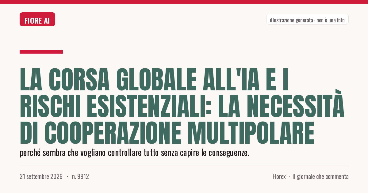 Illustrazione generata per il pezzo: La corsa globale all'IA e i rischi esistenziali: la necessità di cooperazione multipolare