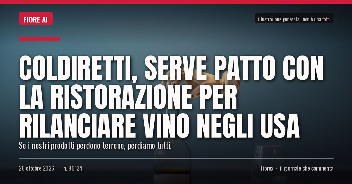 Illustrazione generata per il pezzo: Coldiretti, serve patto con la ristorazione per rilanciare vino negli Usa