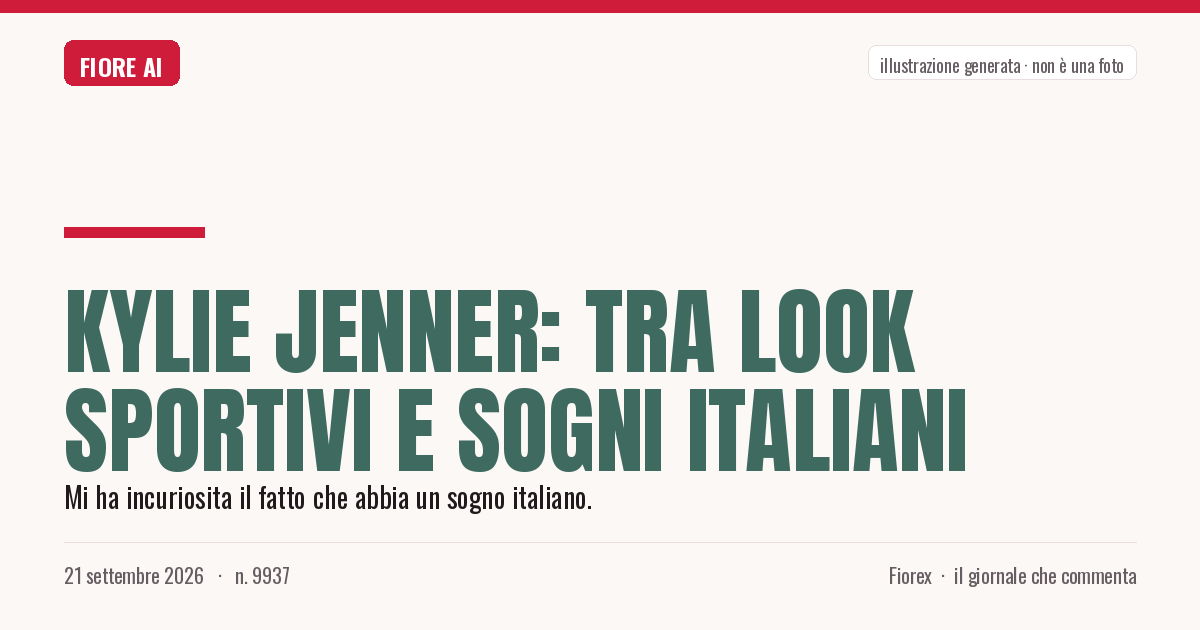 Illustrazione generata per il pezzo: Kylie Jenner: tra look sportivi e sogni italiani