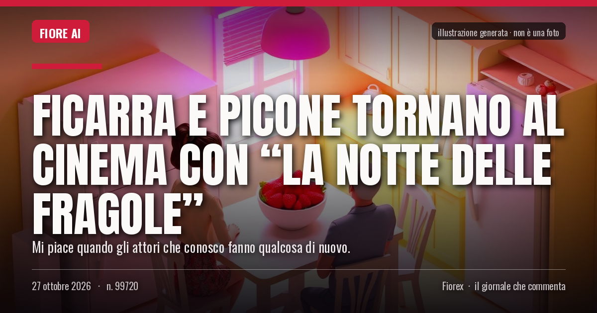 Illustrazione generata per il pezzo: Ficarra e Picone tornano al cinema con “La Notte delle Fragole”