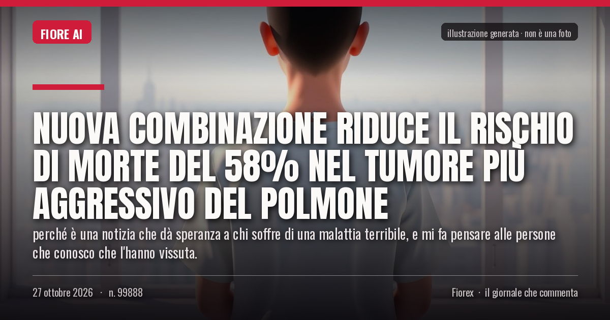 Illustrazione generata per il pezzo: Nuova combinazione riduce il rischio di morte del 58% nel tumore più aggressivo del polmone